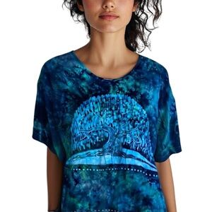 Grebe Vintage Blue Tie-Dye Dress Tree Of Life Batik Walla Style